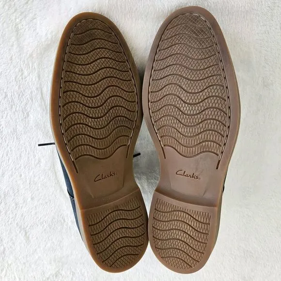 Clarks Atticus Cap Toe Oxford Mens 11 Navy Nubuck Shoe Lace-up Comfort Leather