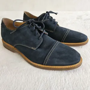 Clarks Atticus Cap Toe Oxford Mens 11 Navy Nubuck Shoe Lace-up Comfort Leather