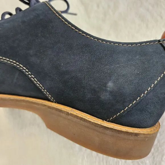 Clarks Atticus Cap Toe Oxford Mens 11 Navy Nubuck Shoe Lace-up Comfort Leather