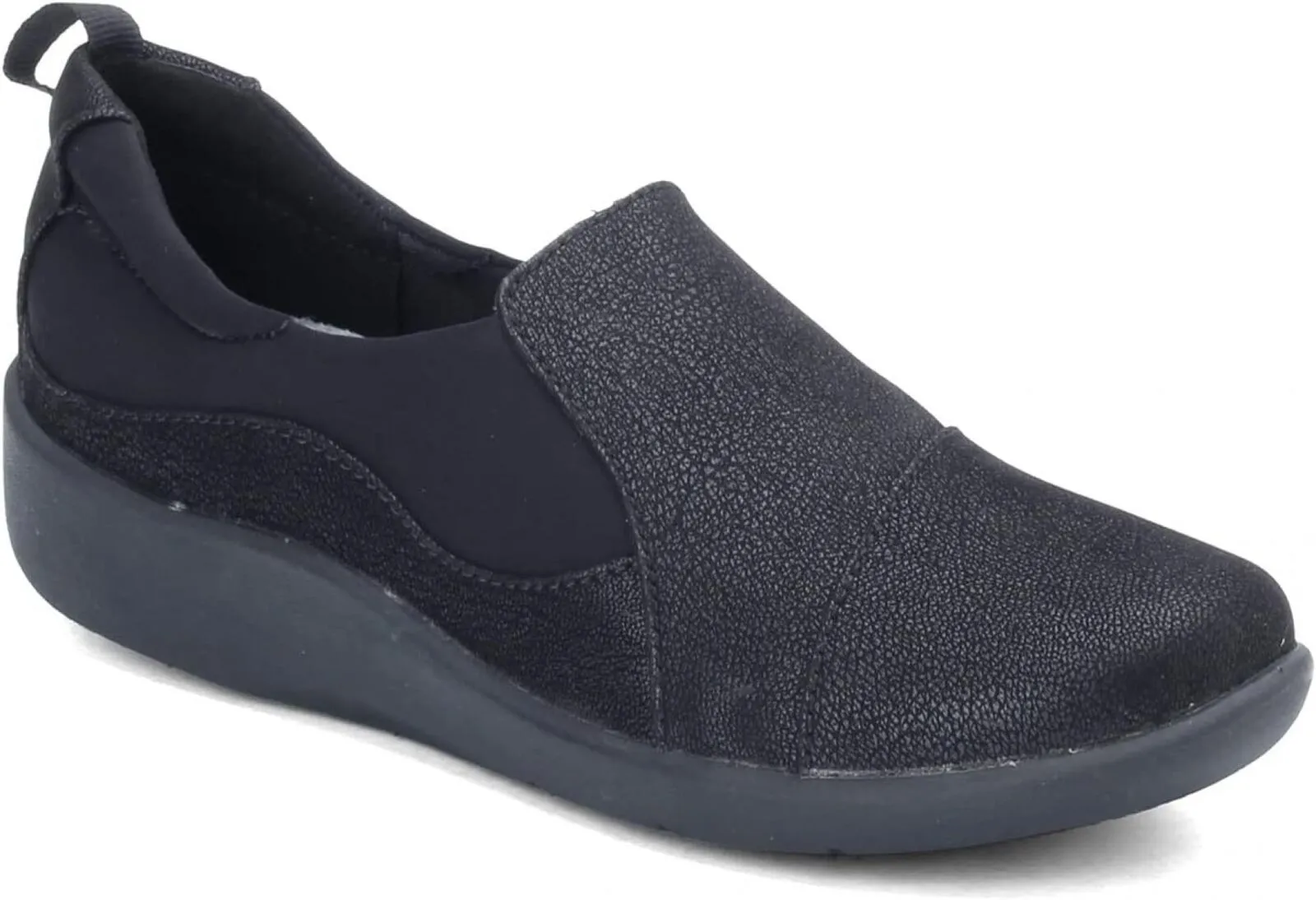 Clarks CloudSteppers Sillian Paz Slip-On Loafer Shoes Black Synthetic Nubuck 11M