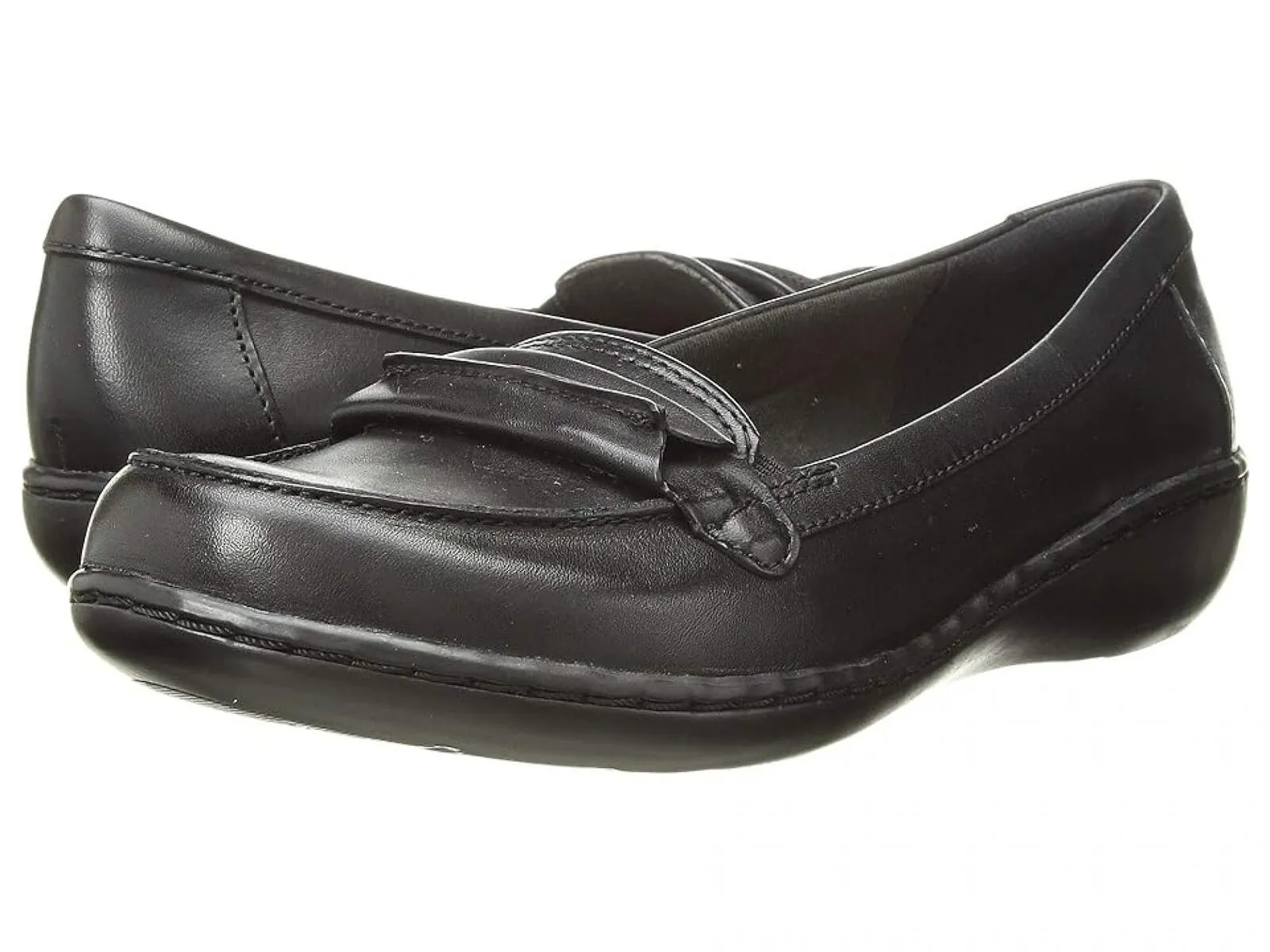 Clarks Women's Ashland Lily Loafer Shoes 26138776 Black Leather 9.5N