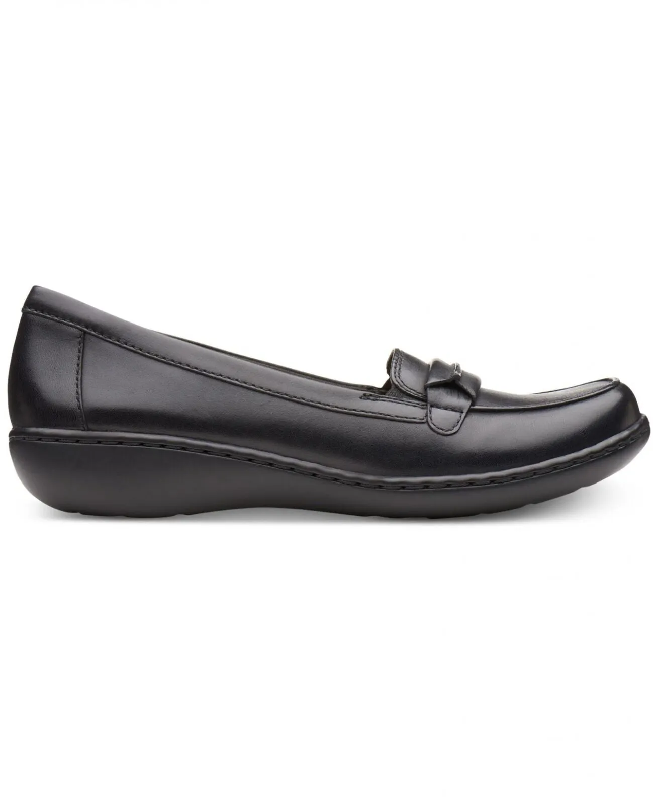 Clarks Women's Ashland Lily Loafer Shoes 26138776 Black Leather 9.5N
