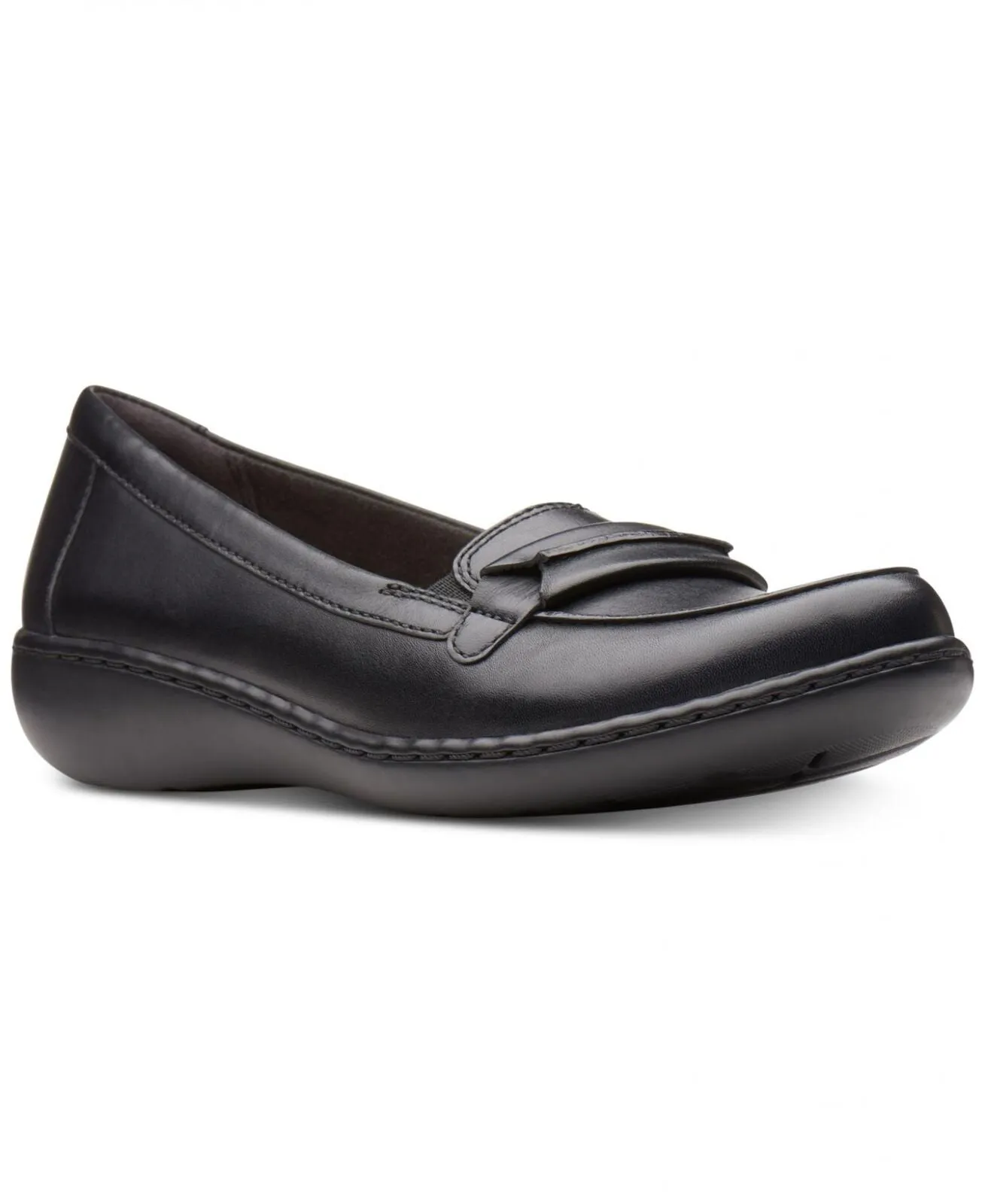 Clarks Women's Ashland Lily Loafer Shoes 26138776 Black Leather 9.5N