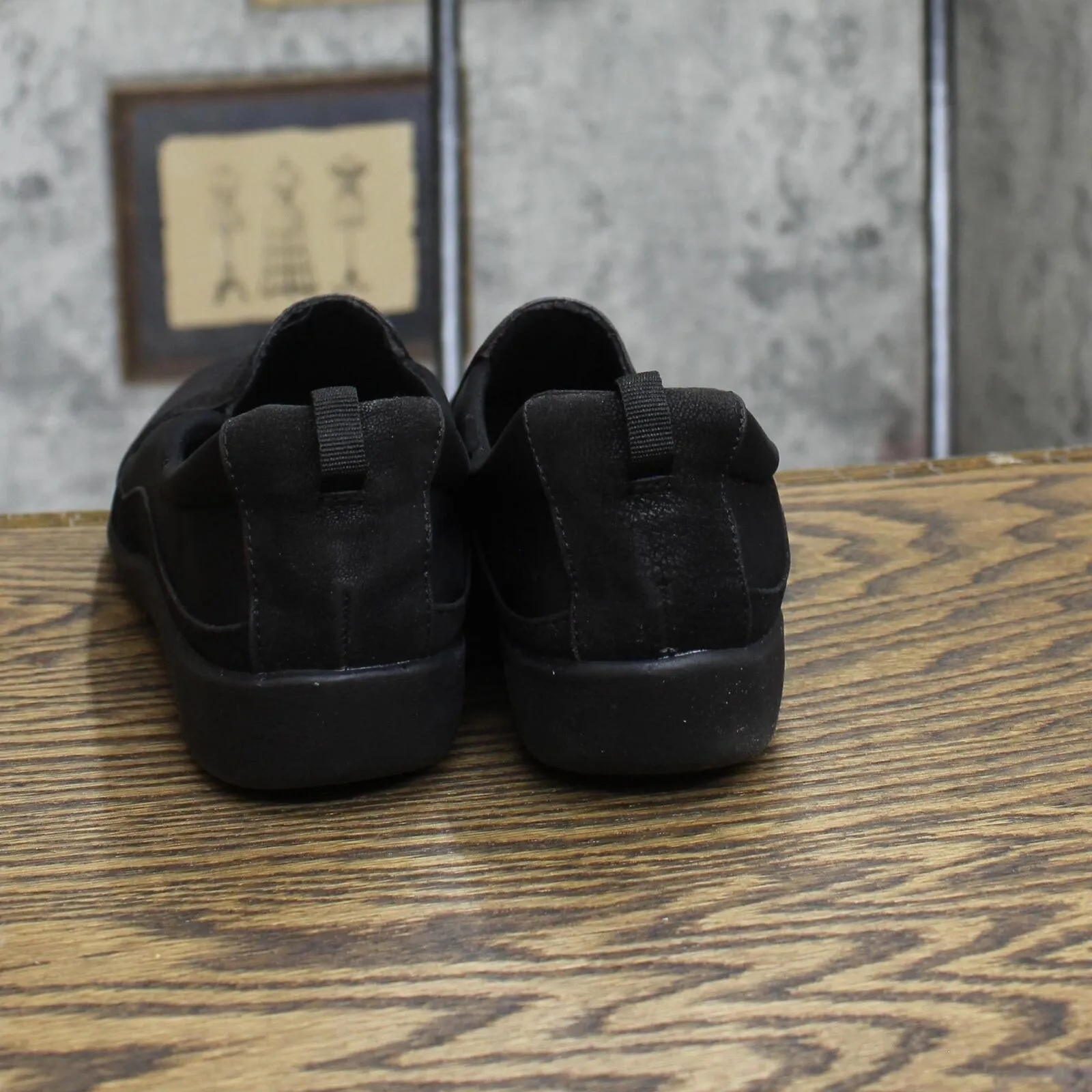 Clarks Womens Sillian Paz Slip On Loafer Shoes Black Synthetic Nubuck 9.5M