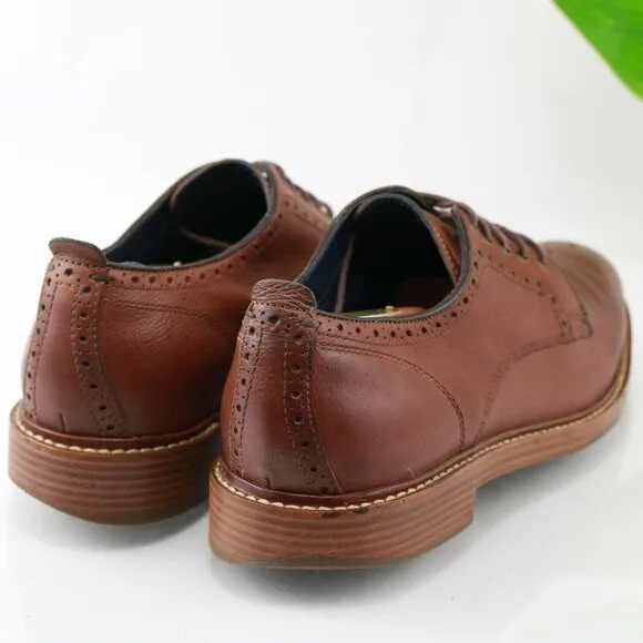 Cole Haan Mens Kennedy Grand Oxford Size 8.5 M Cognac Tan Leather Medallion Shoe