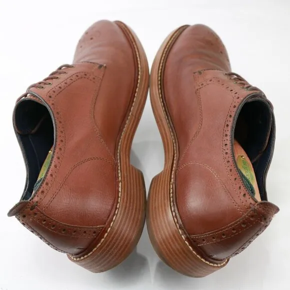 Cole Haan Mens Kennedy Grand Oxford Size 8.5 M Cognac Tan Leather Medallion Shoe