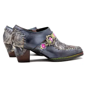 CrazycatZ Leather Pumps,Women  Vintage Block Heel Oxford Vintage Shoes Color Blocking Oxford Shoes Grey