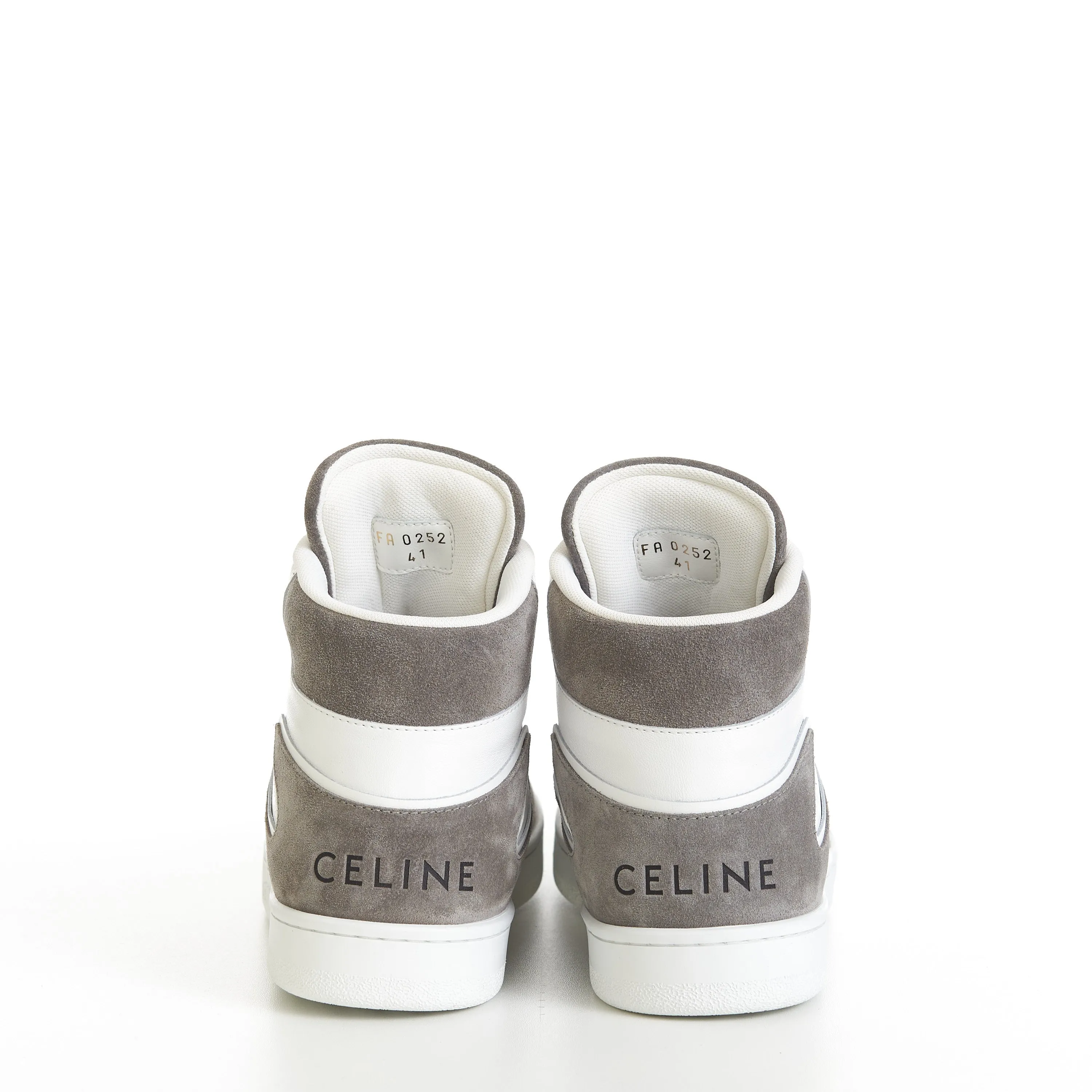 CT-01 "Z" Trainer High Top Sneaker In Grey/Optic White Suede Calfskin & Calfskin