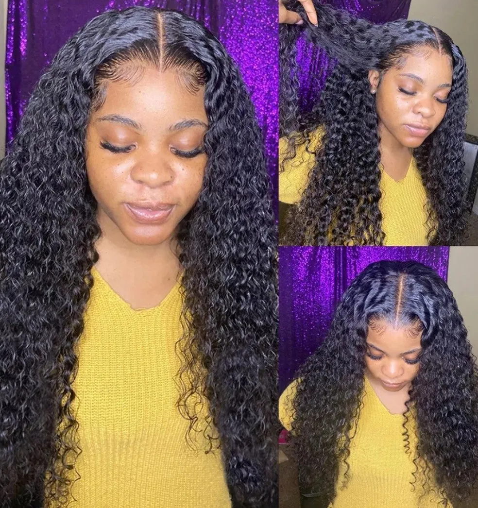 Curly Human Hair HD Transparent Loose Deep Wave Frontal Wig Water Wave Lace Front Wig 30 34 Inch