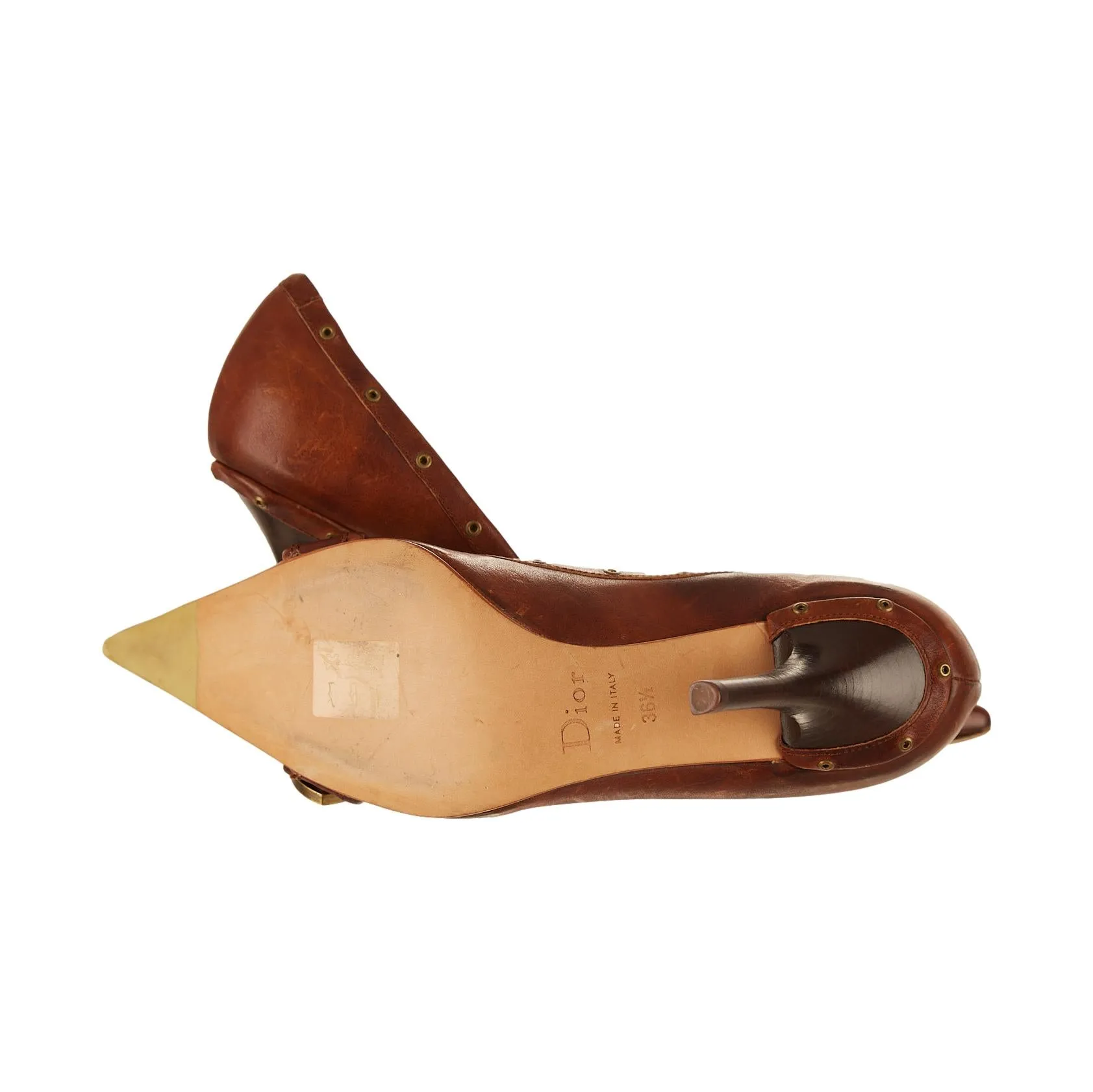 Dior Brown Logo Buckle Heel