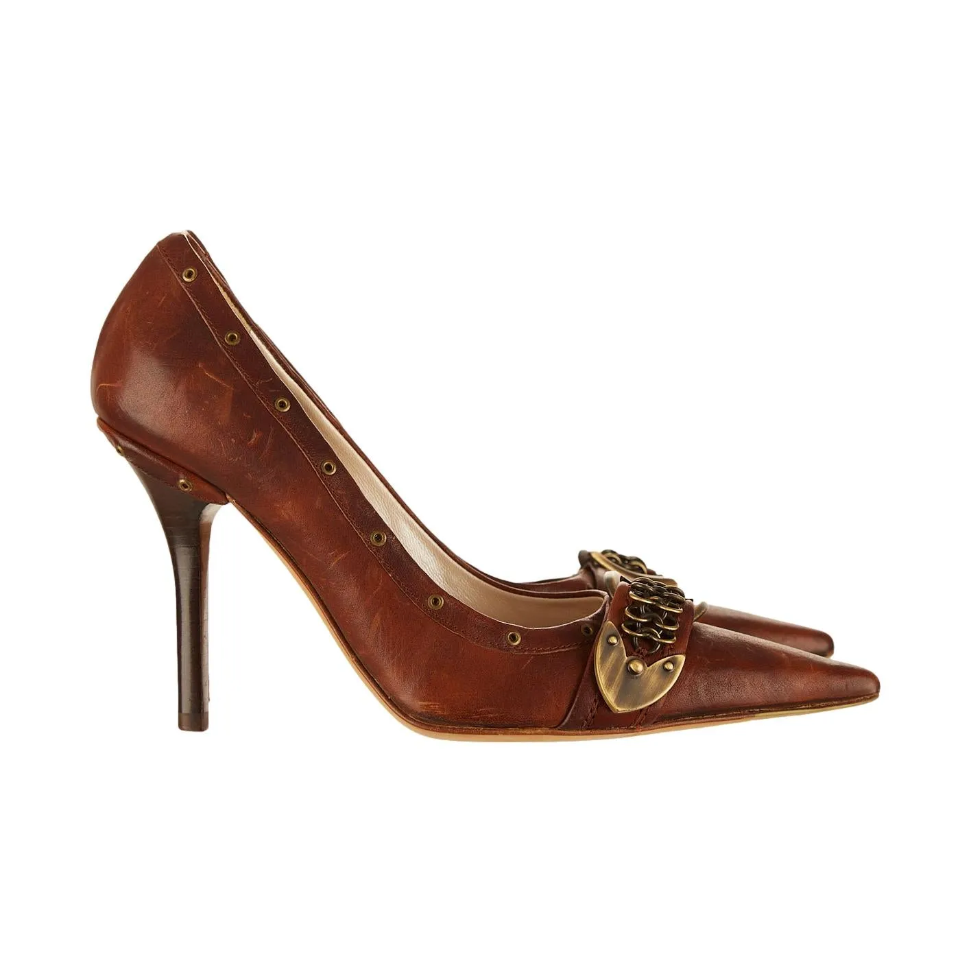 Dior Brown Logo Buckle Heel