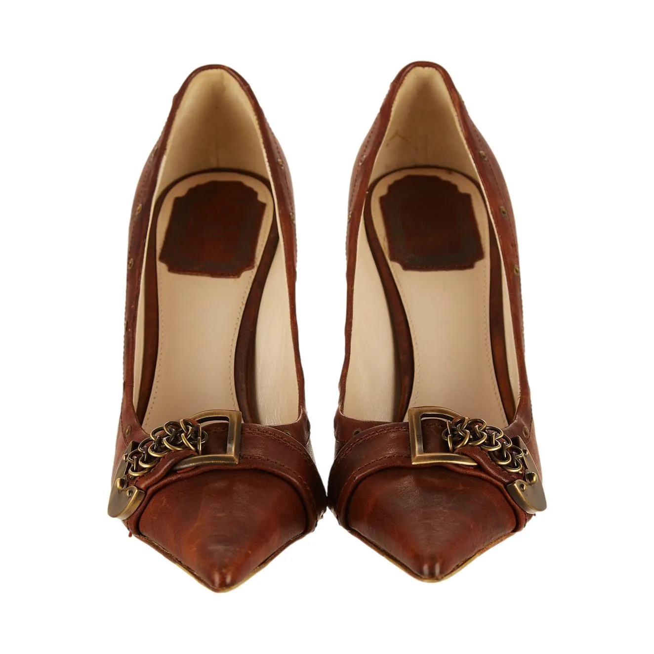 Dior Brown Logo Buckle Heel