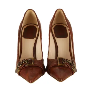 Dior Brown Logo Buckle Heel