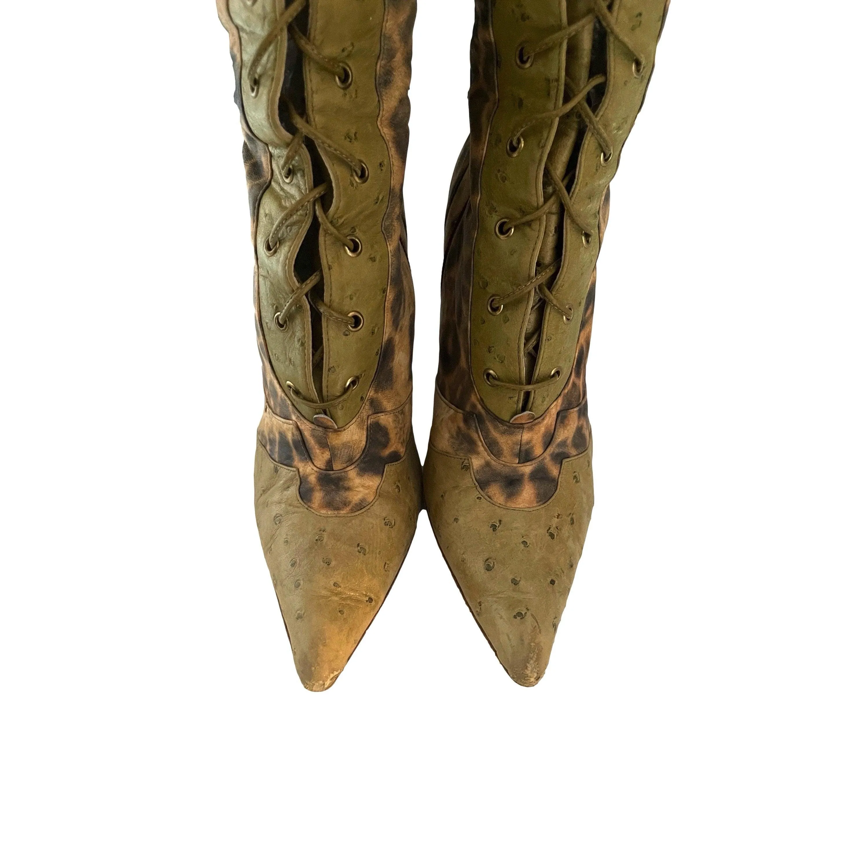 Dior Cheetah Lace Up Boots