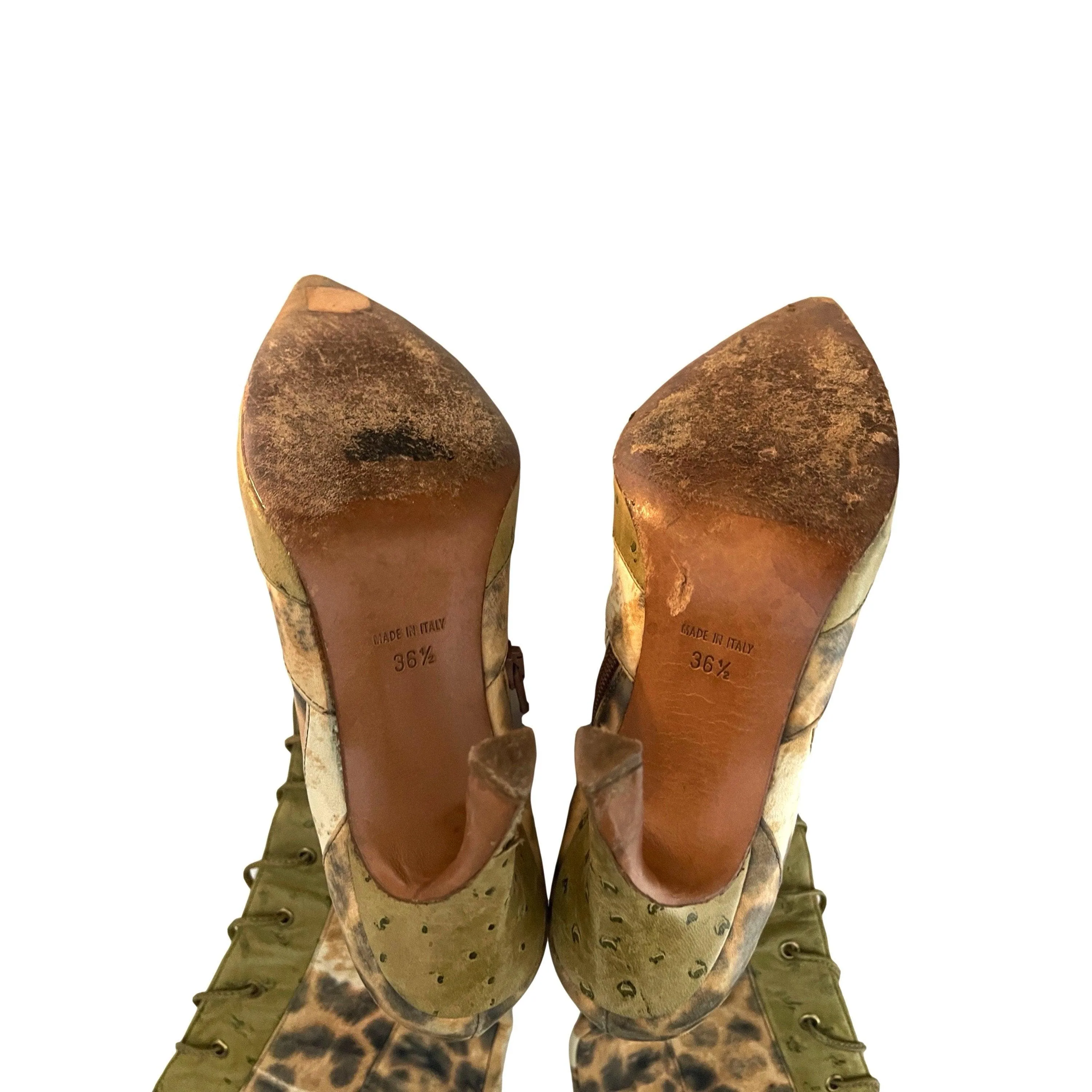 Dior Cheetah Lace Up Boots