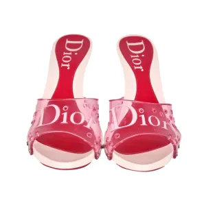 Dior Pink Jelly Mule Logo Heels