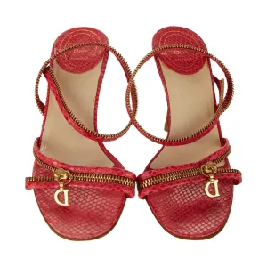 Dior Pink Snakeskin Zipper Heels