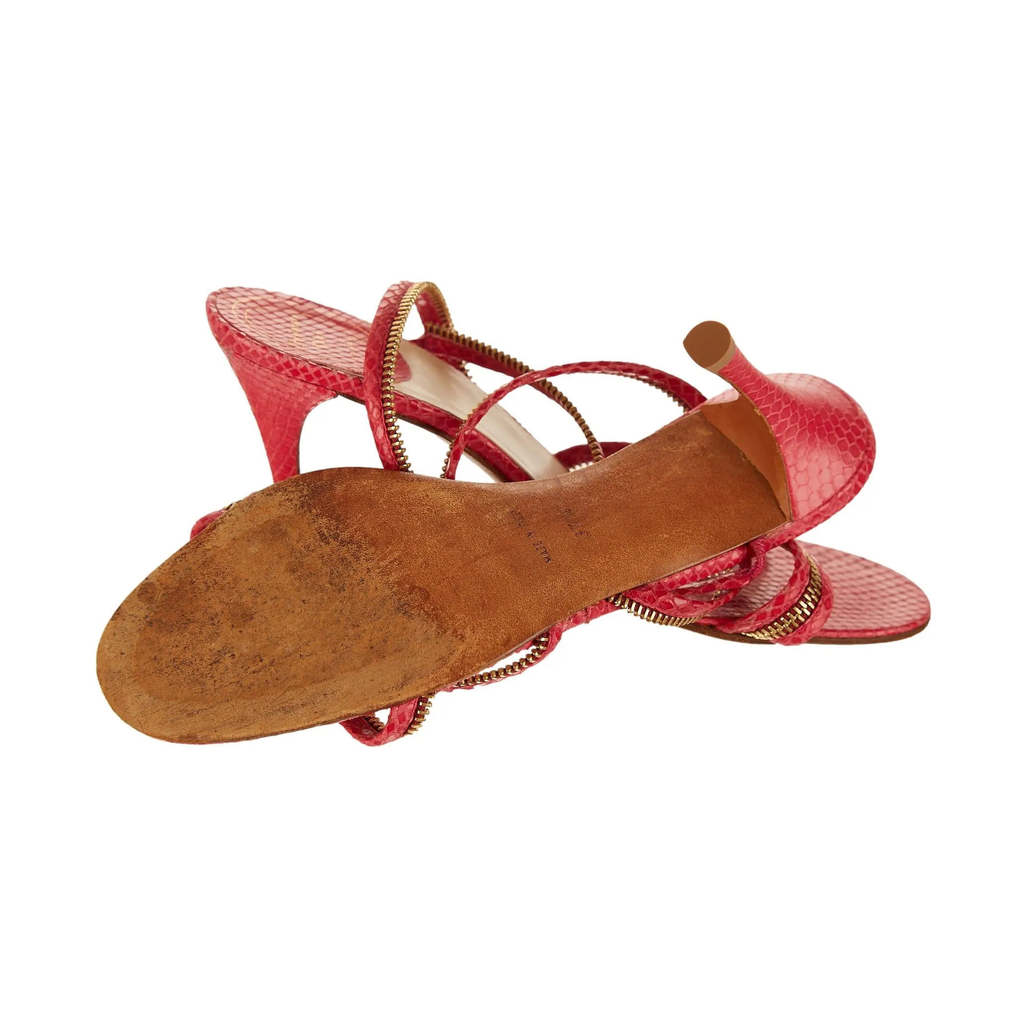 Dior Pink Snakeskin Zipper Heels