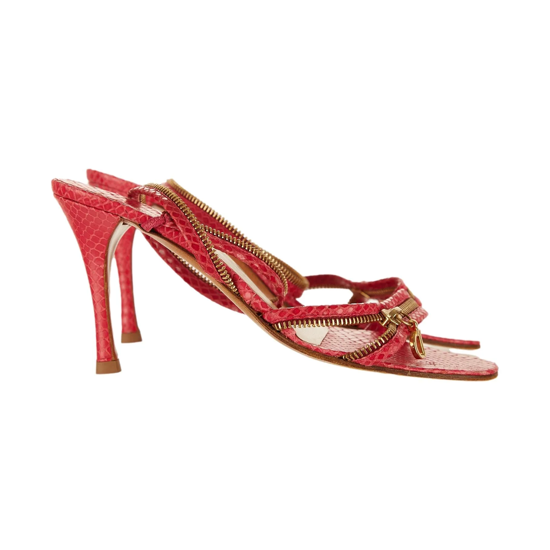 Dior Pink Snakeskin Zipper Heels