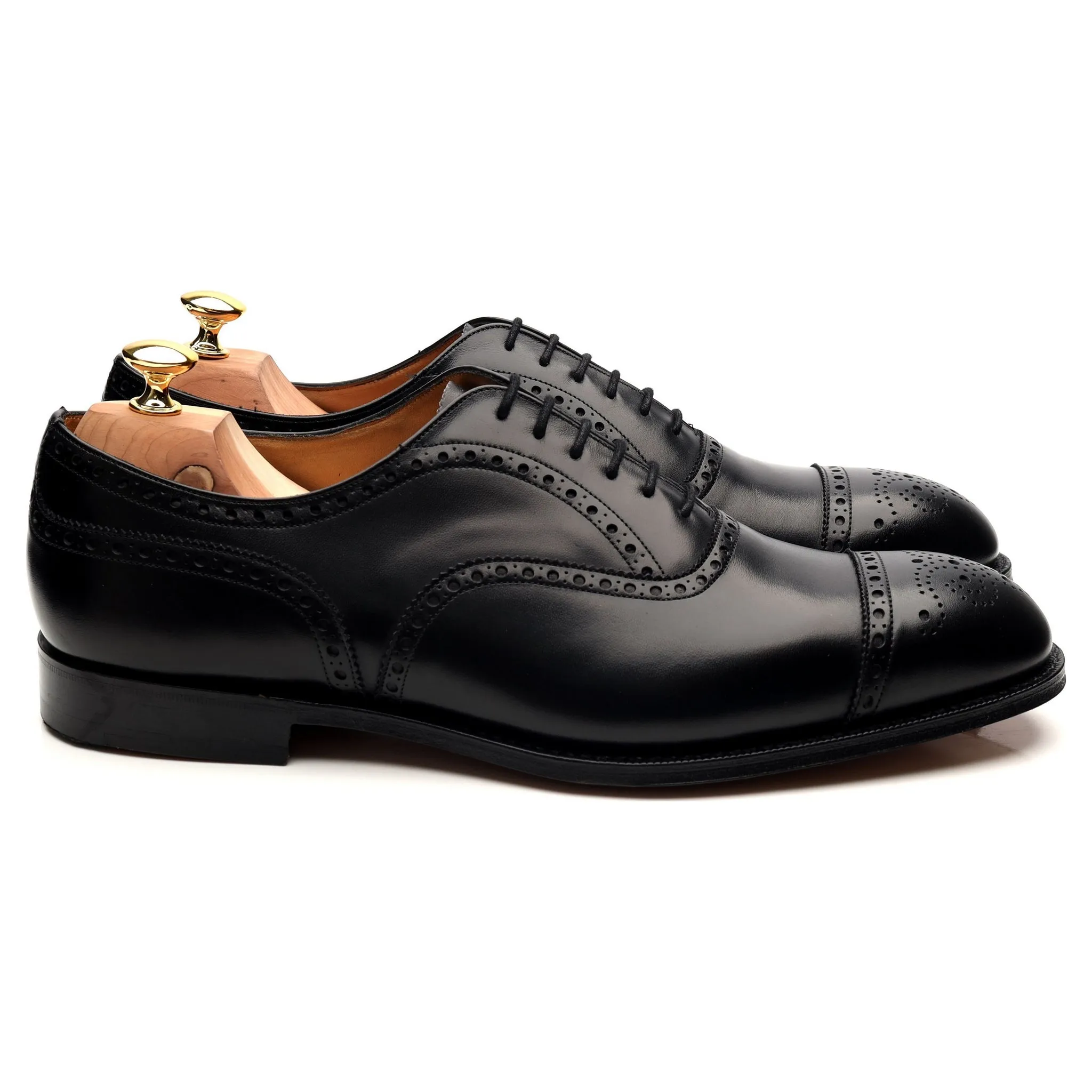 'Diplomat' Black Leather Oxford Semi Brogues UK 11 G