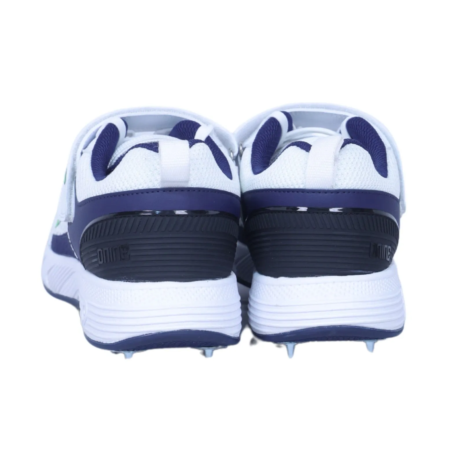 Dnine Warrior 2 Bowling Spikes White/Navy Blue/Green Cricket Shoes Combo