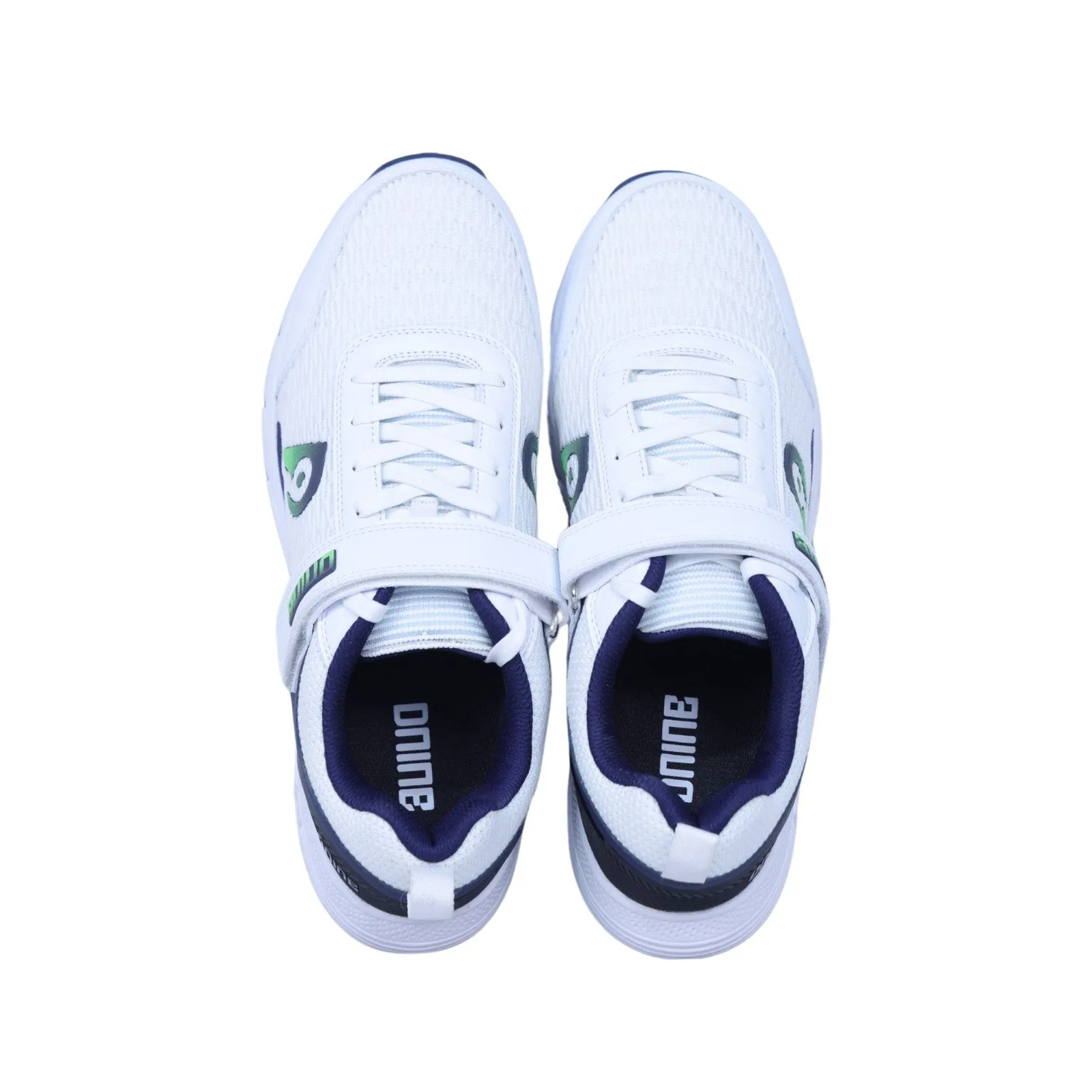 Dnine Warrior 2 Bowling Spikes White/Navy Blue/Green Cricket Shoes Combo