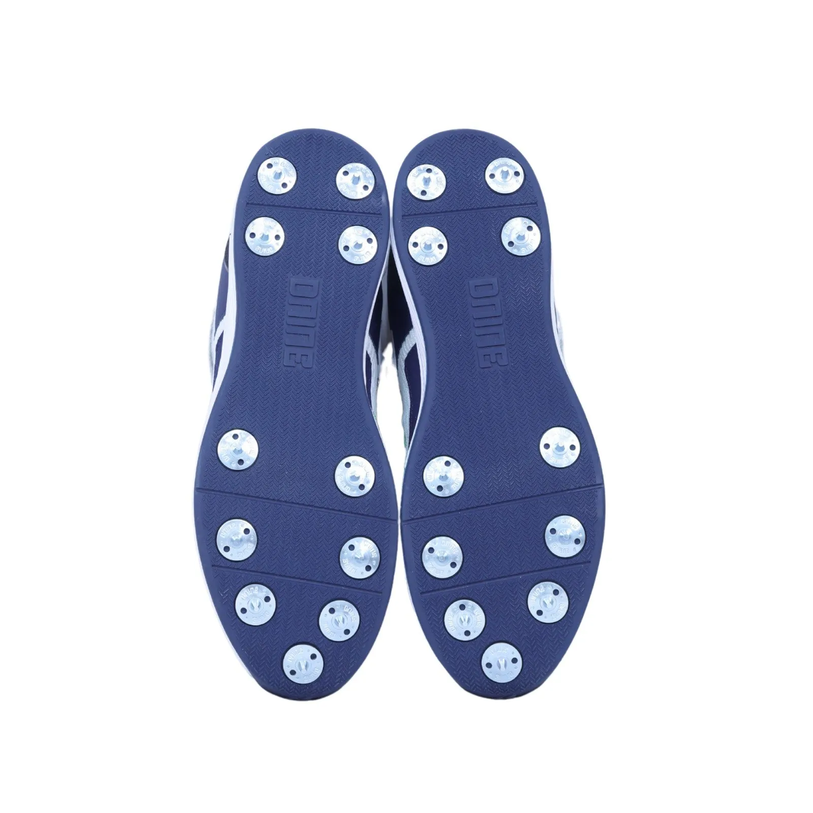 Dnine Warrior 2 Bowling Spikes White/Navy Blue/Green Cricket Shoes Combo