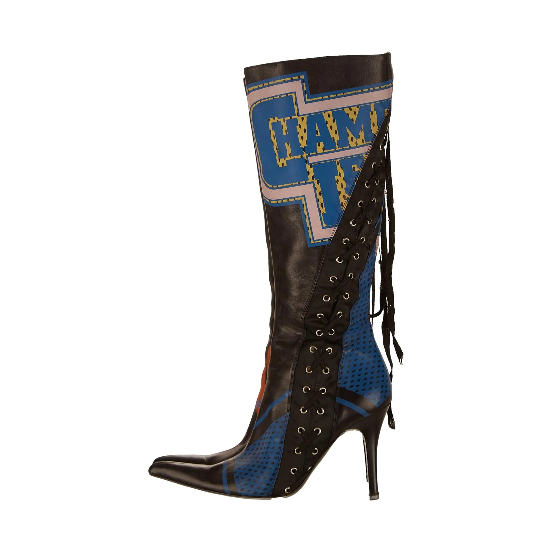 Dolce & Gabbana Black Basketball Print Boots