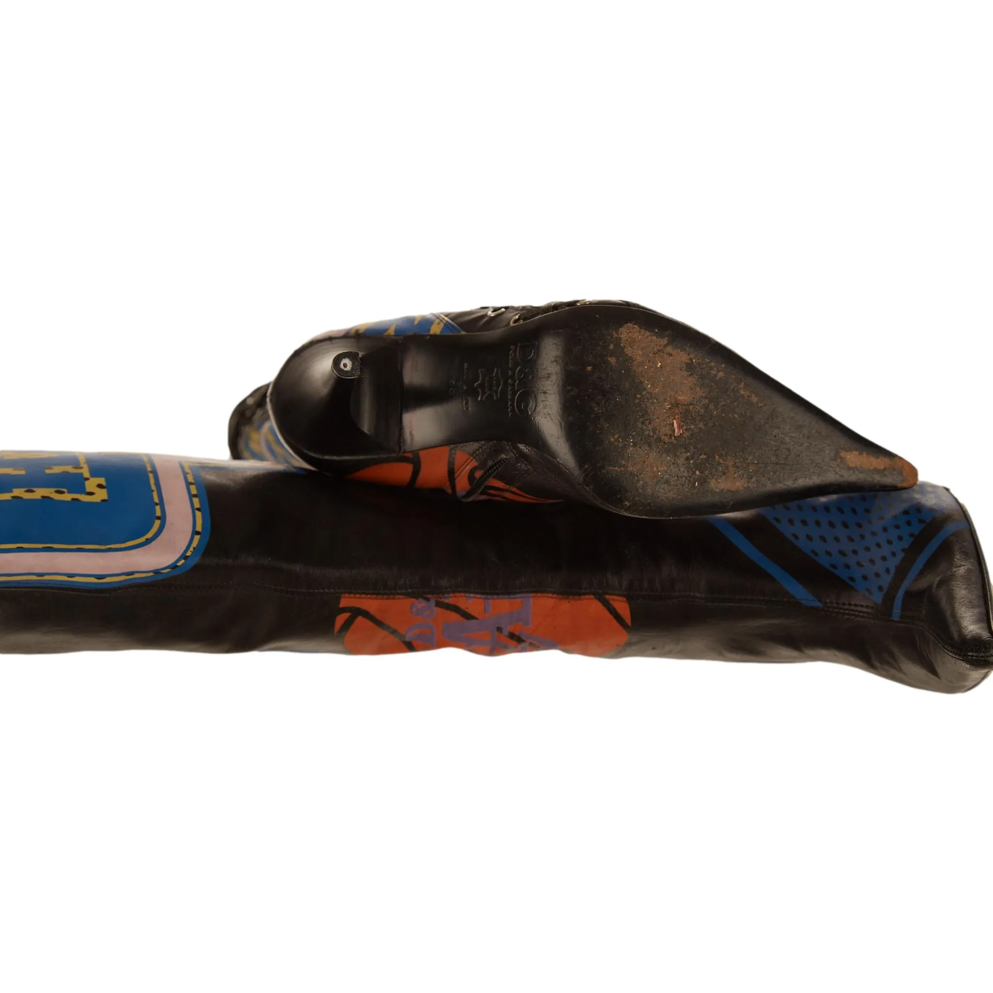 Dolce & Gabbana Black Basketball Print Boots