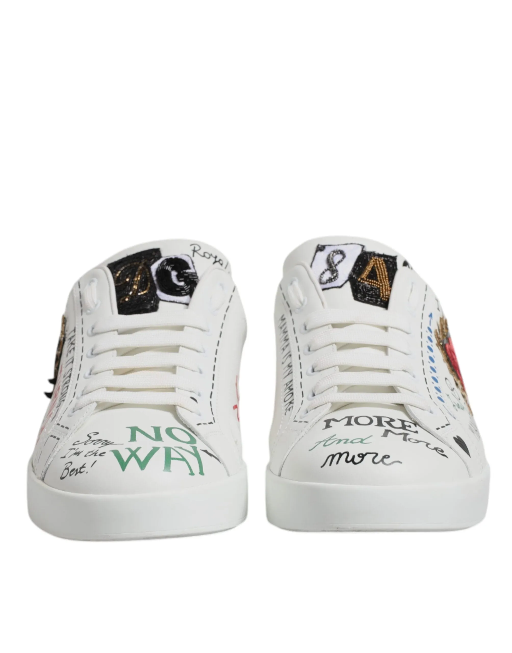 Dolce & Gabbana White Sacred Heart Patch Sneakers Shoes