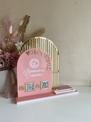 Double Arched Logo   Double QR and Card Holder