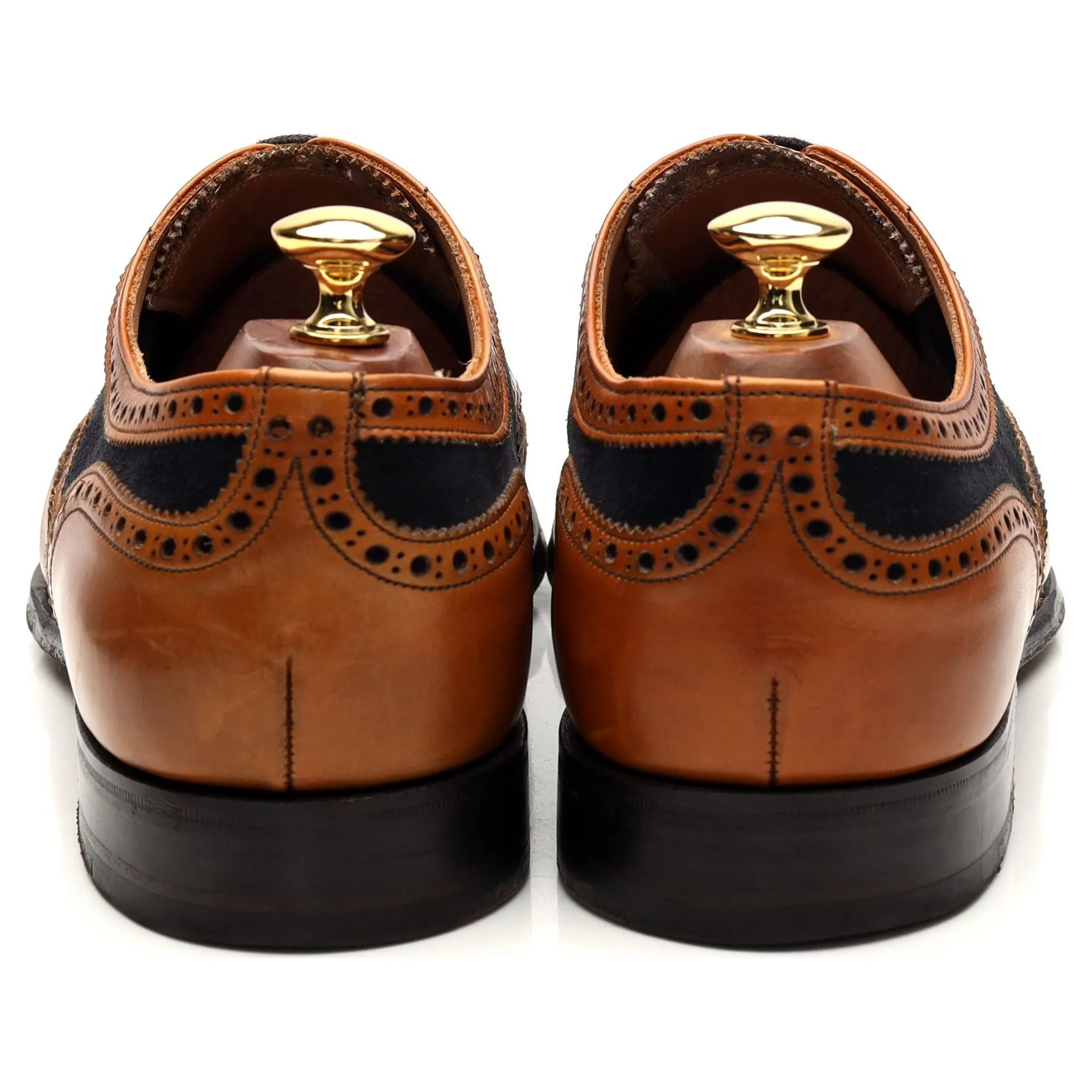 'Edwin' Tan Leather Navy Suede Oxford Brogue UK 9.5 F