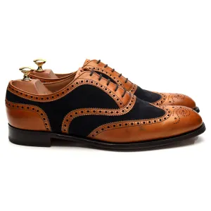 'Edwin' Tan Leather Navy Suede Oxford Brogue UK 9.5 F