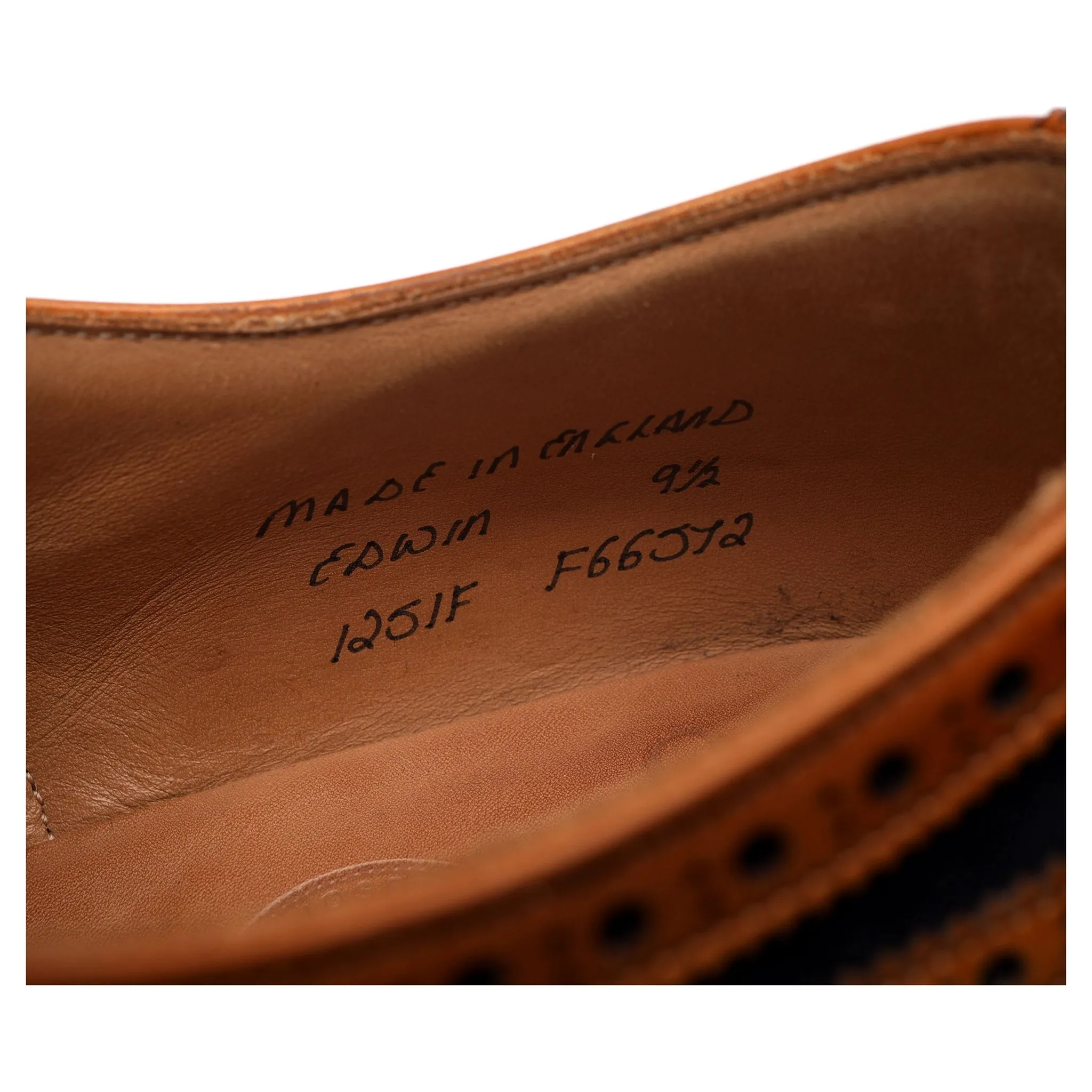 'Edwin' Tan Leather Navy Suede Oxford Brogue UK 9.5 F