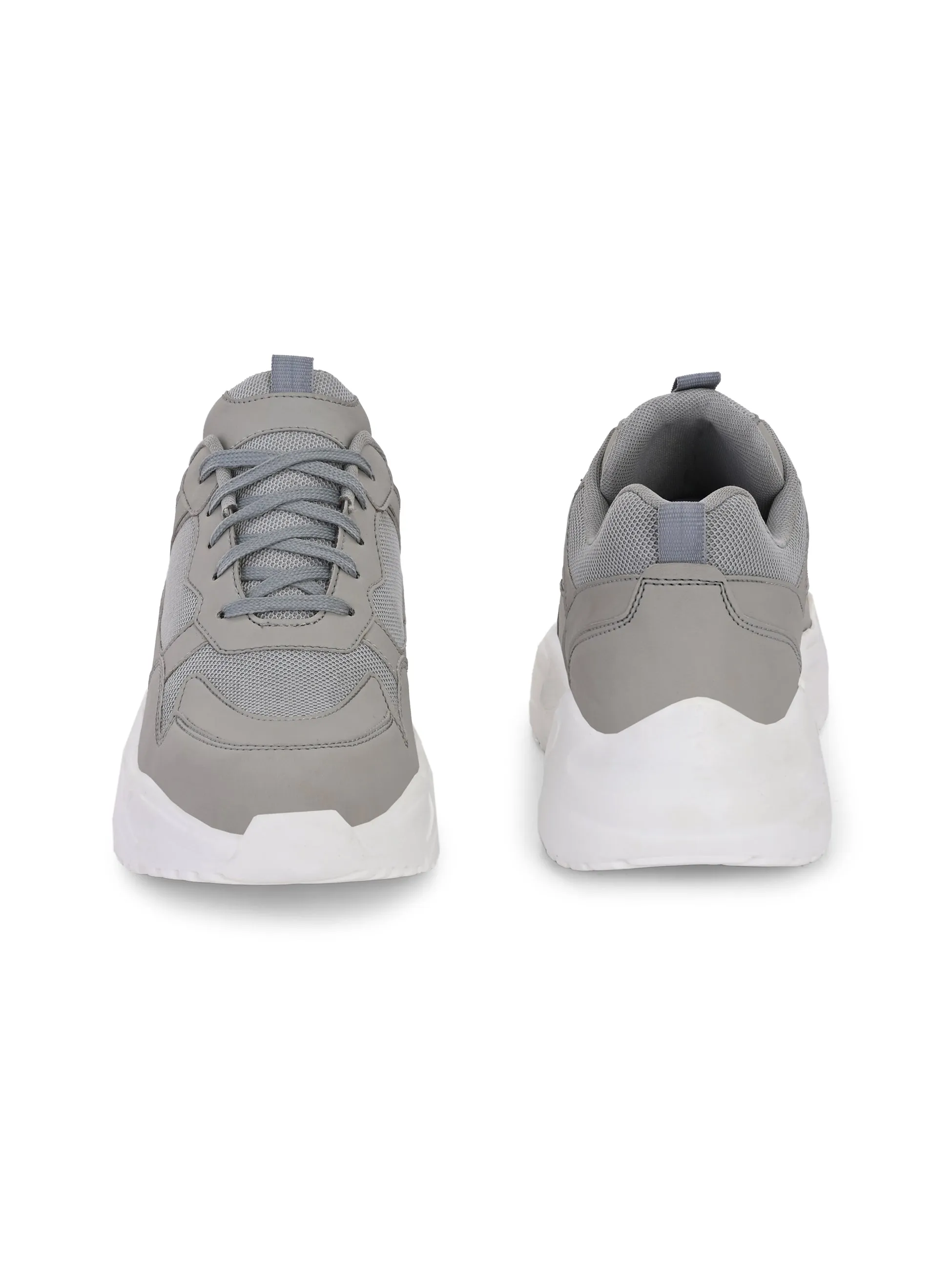 EL PASO Men Grey Faux Leather Casual Lace Up Sneakers
