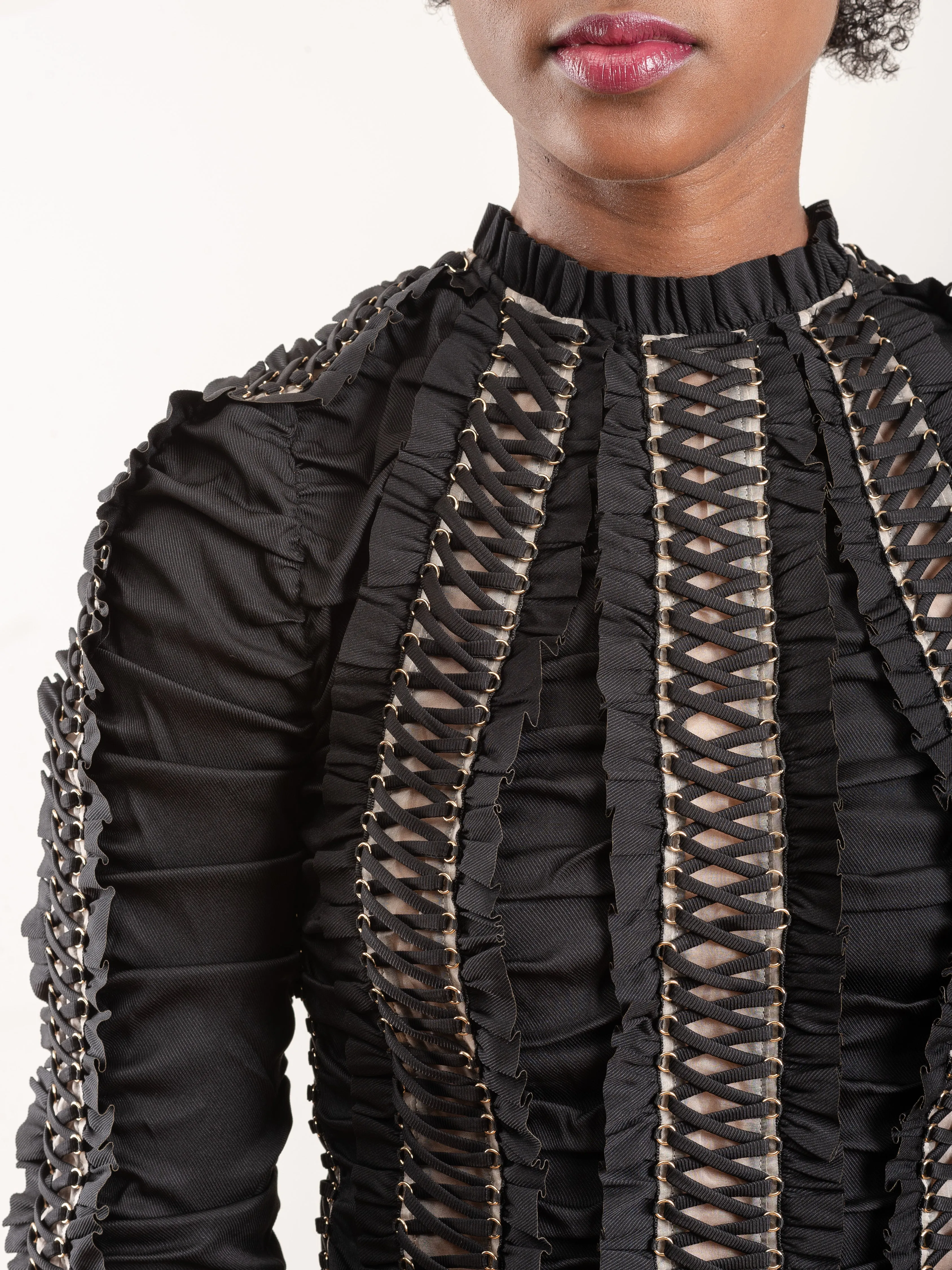 espionage lace-up bodice - black