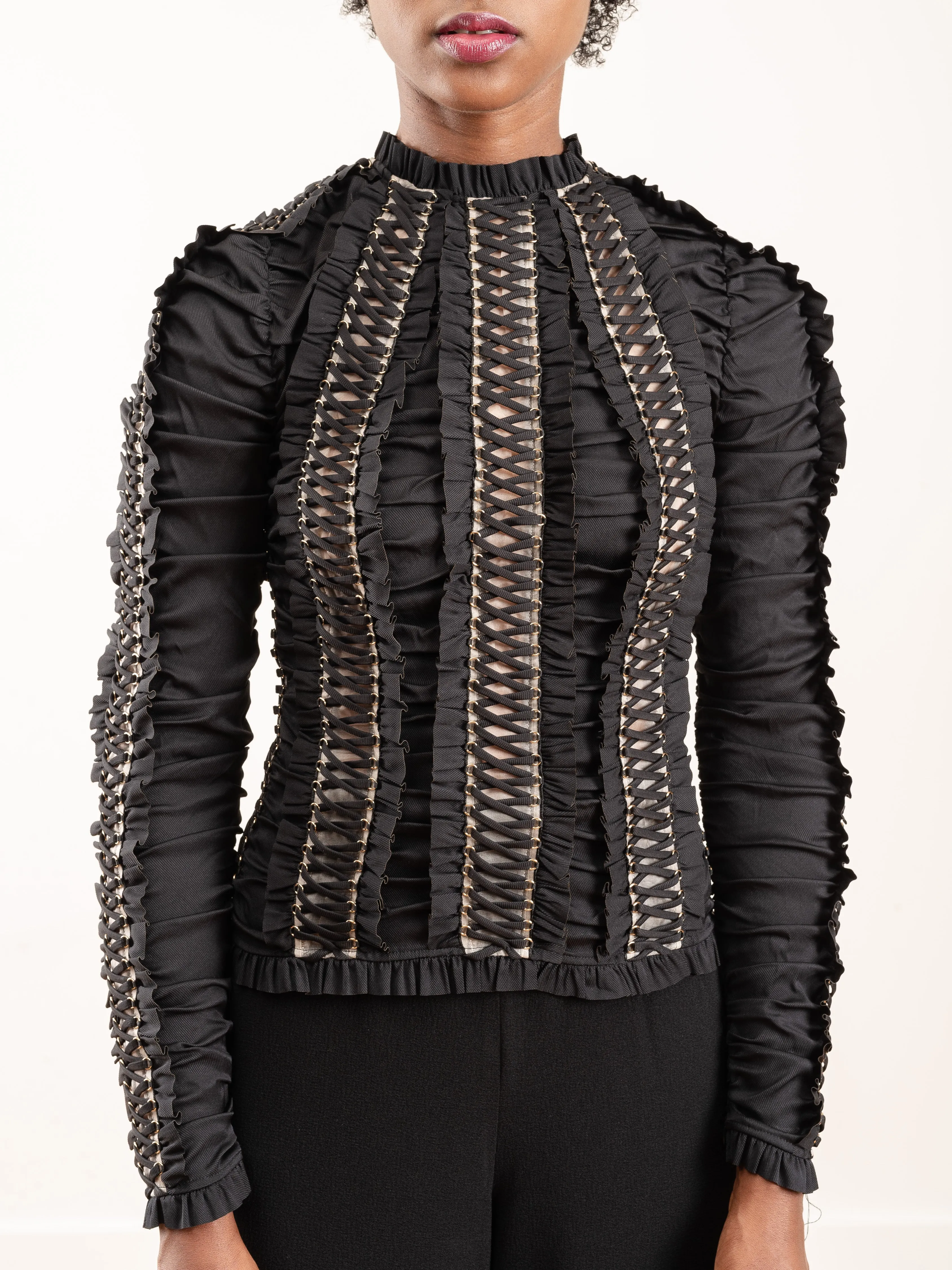 espionage lace-up bodice - black