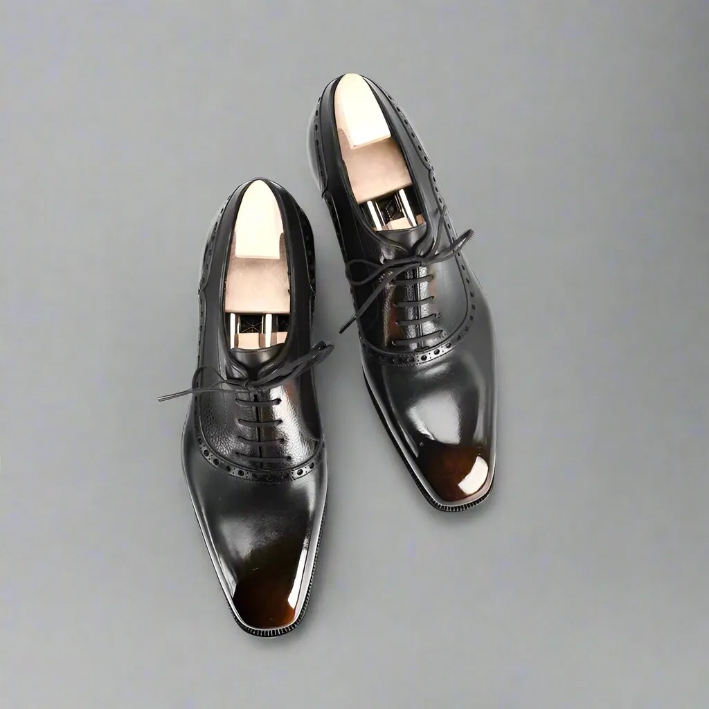 Ethereal Patina Two Tone Italian Leather Oxford Shoes - Formal Shoes