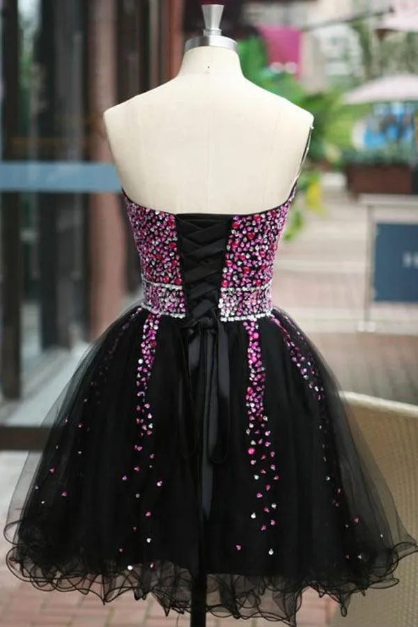 Fancy Sweetheart Lace-up Short Homecoming Dress With Beading TP0011