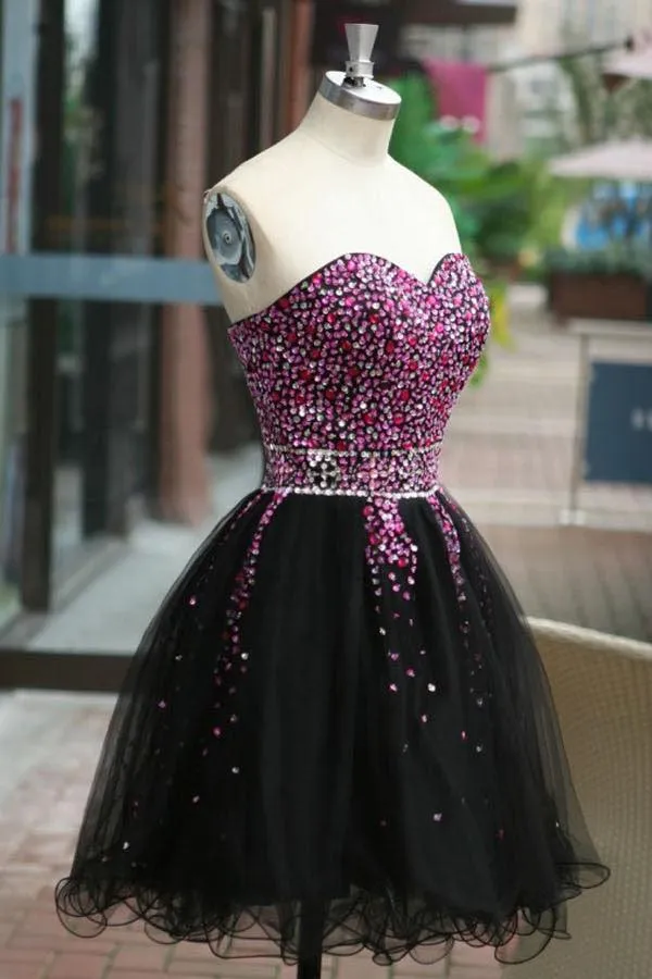 Fancy Sweetheart Lace-up Short Homecoming Dress With Beading TP0011