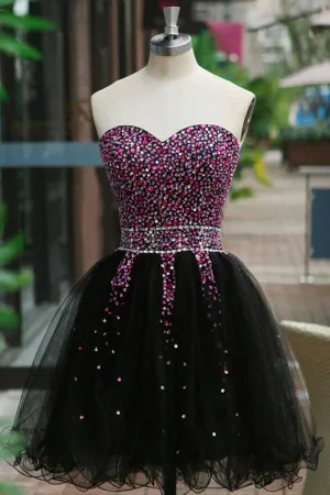 Fancy Sweetheart Lace-up Short Homecoming Dress With Beading TP0011