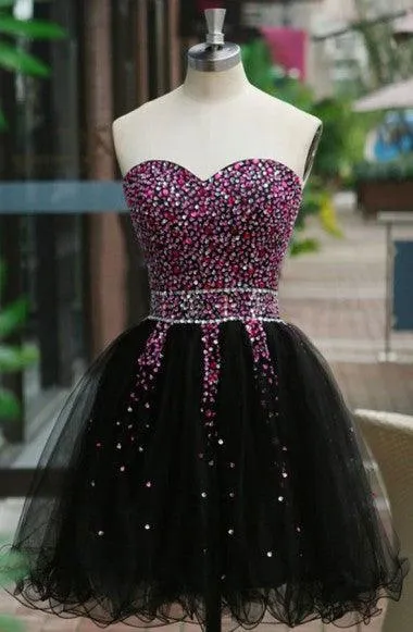 Fancy Sweetheart Lace-up Short Homecoming Dress With Beading TP0011