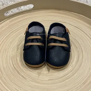 Faux Leather Lace Up Shoes -Navy