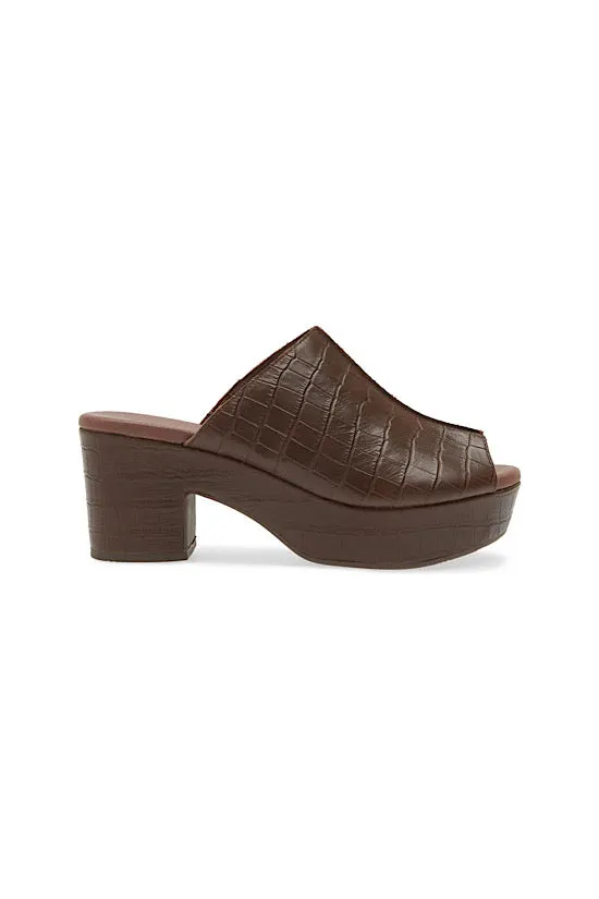 FINAL SALE: Chocolat Blu Gadis in Brown Embossed Croc