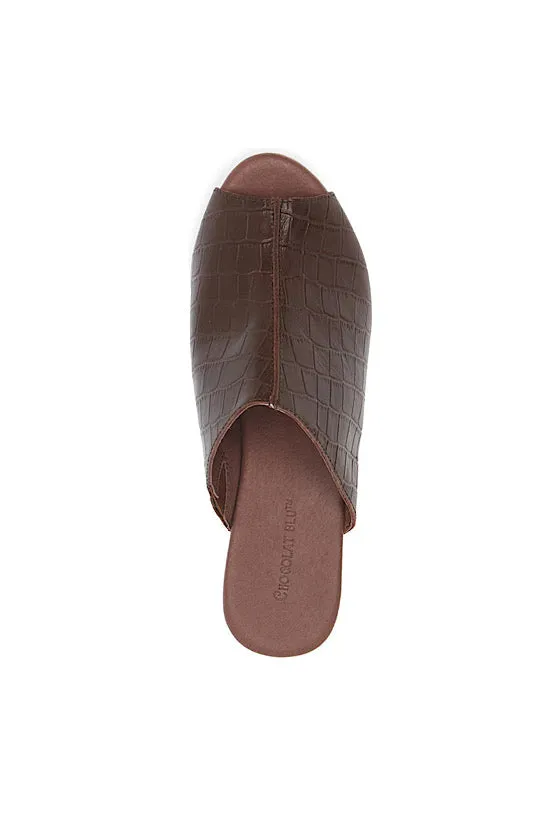 FINAL SALE: Chocolat Blu Gadis in Brown Embossed Croc
