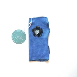 Fingerless Mittens Short, Blue Merino Wool | 020