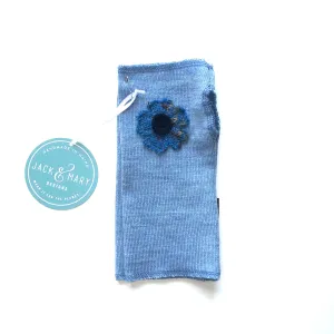 Fingerless Mittens Short, Blue Merino Wool | 049