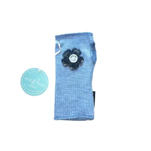 Fingerless Mittens Short, Blue Merino Wool | 093