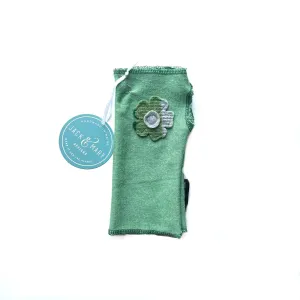 Fingerless Mittens Short, Green Merino Wool | 004