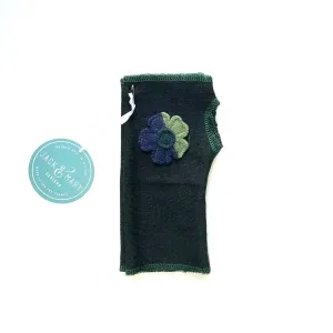 Fingerless Mittens Short, Green Merino Wool | 042